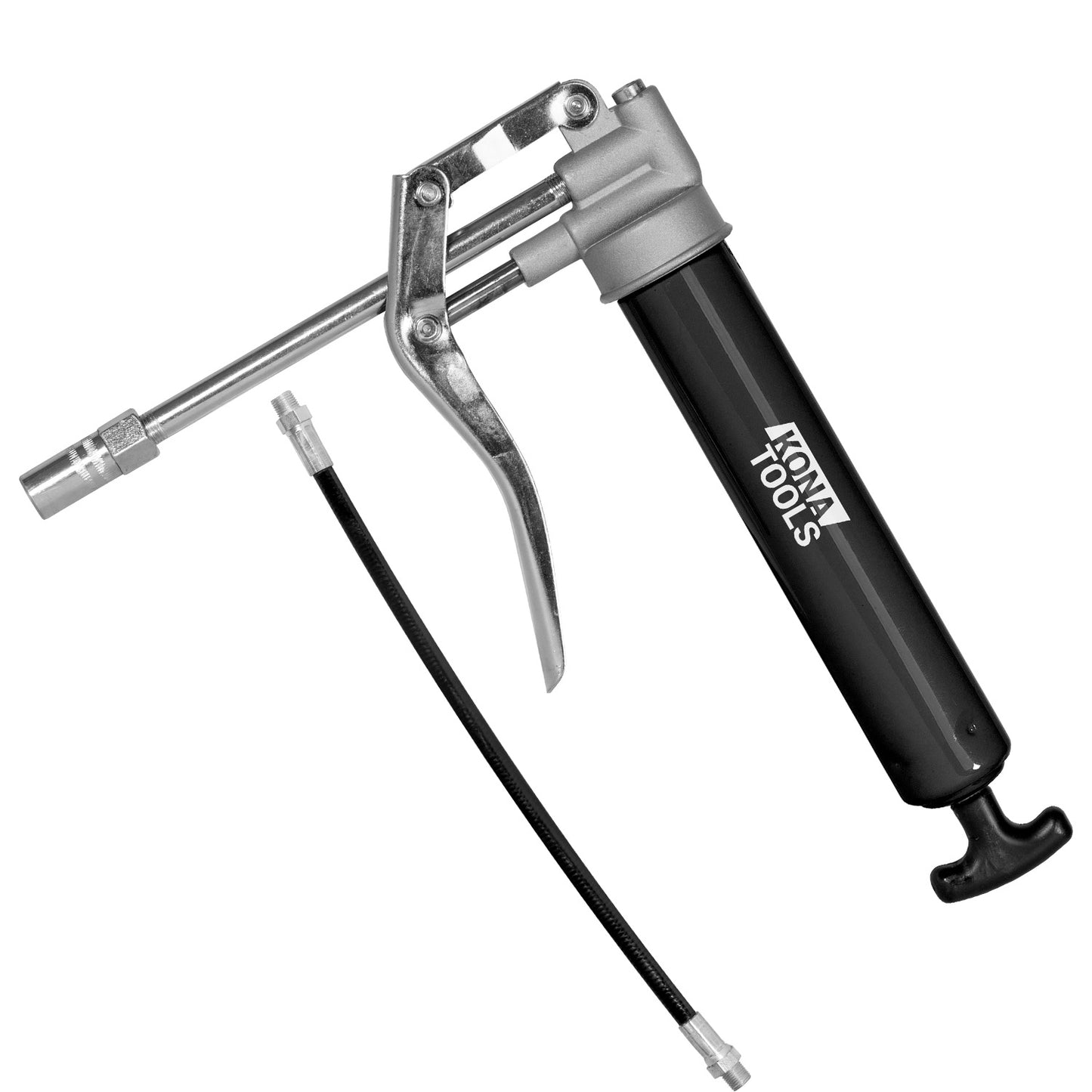 Mini Grease Gun: 4,000 PSI, 9in Hose, Rigid Tube & 4-Jaw Coupler
