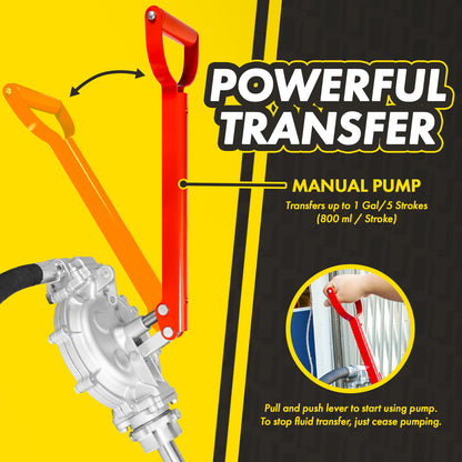 KTDA01 Manual Double Diaphragm Drum Pump: For 15–55 Gallon Drums Gas, Diesel & Oil