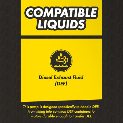 KTDEF01 DEF Battery Pump: 3.2 GPM, Narrow Outlet, Manual Nozzle, 51in Hose