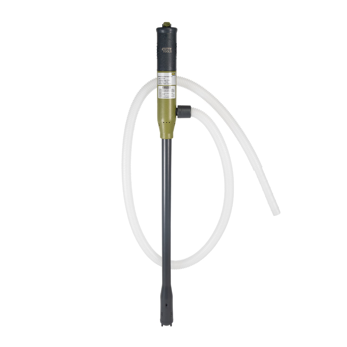 KTEP01 Portable Fuel Pump 3.2 GPM: Battery Powered, 19in Tube, 51in Hose