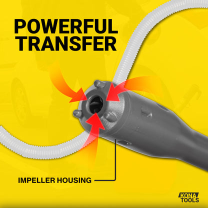 KTEP01 Portable Fuel Pump 3.2 GPM: Battery Powered, 19in Tube, 51in Hose