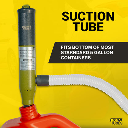 KTEP01 Portable Fuel Pump 3.2 GPM: Battery Powered, 19in Tube, 51in Hose