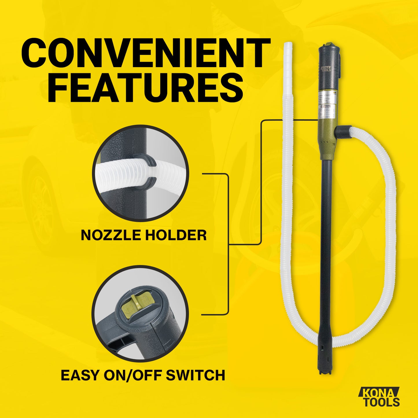 KTEP01 Portable Fuel Pump 3.2 GPM: Battery Powered, 19in Tube, 51in Hose