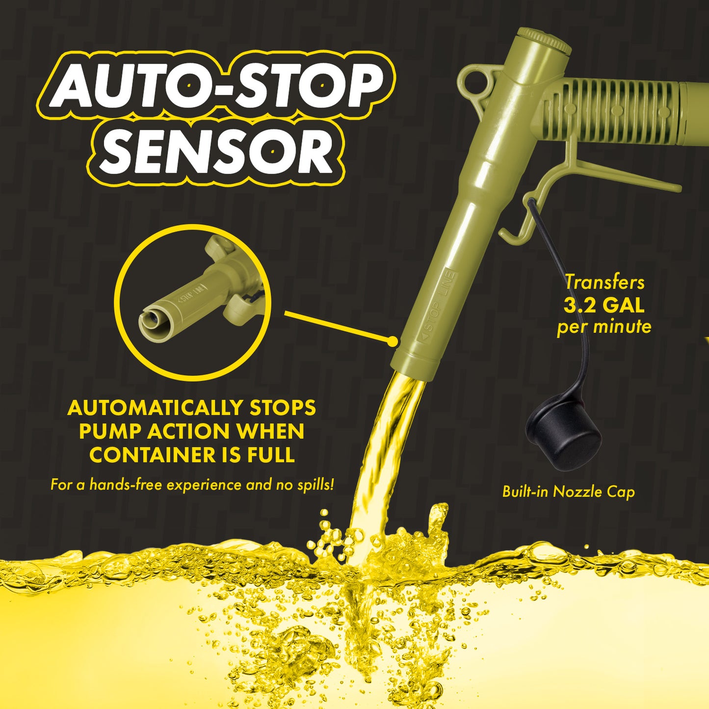 KTEP01AUTOUSB Auto Stop Transfer Pump: 3.2 GPM, Battery or USB-C Powered