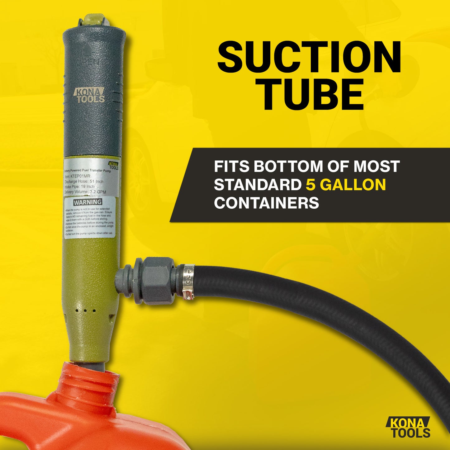 KTEP01MR Battery Powered Fuel Pump 3.2 GPM: Rubber Hose, Flow Control