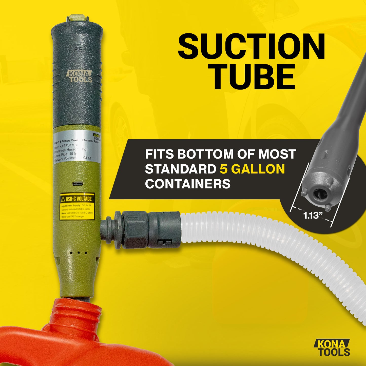 KTEP01MUSB Dual Power Fuel Pump: 3.2 GPM, Safety Nozzle, 4.3ft Hose