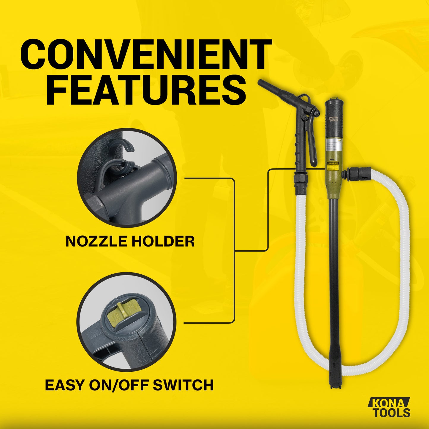 KTEP01MUSB Dual Power Fuel Pump: 3.2 GPM, Safety Nozzle, 4.3ft Hose