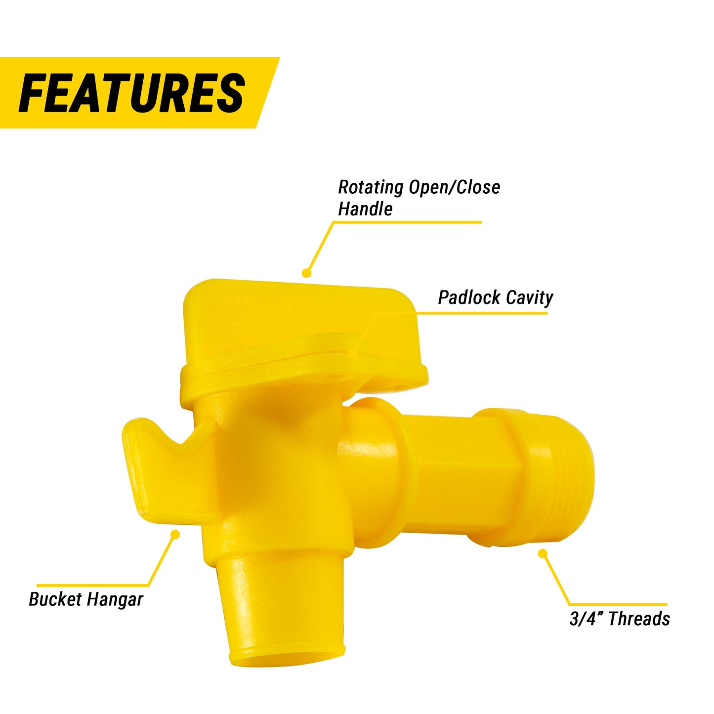 KTFAUT075 3/4in Male Drum Faucet: Polyethylene with EPDM Gasket