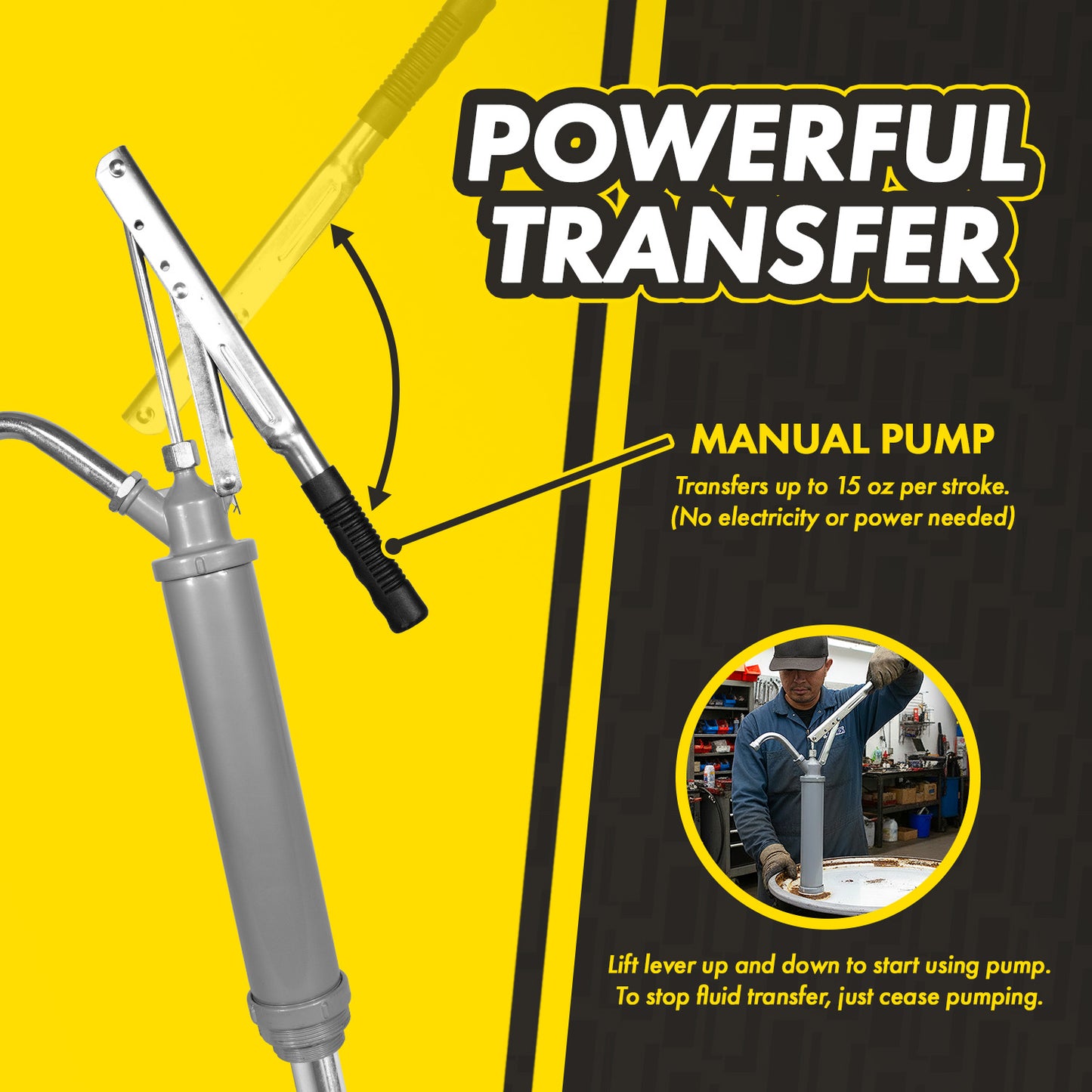 KTLV05 Lever Drum Pump: Aluminum Head, Garden Hose Thread, 15–55 Gallon Oil Pump