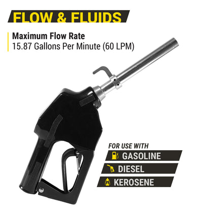 KTNZLB075S 3/4in NPT Dual Power Fuel Nozzle: 15.87 GPM, 7in Straight Spout