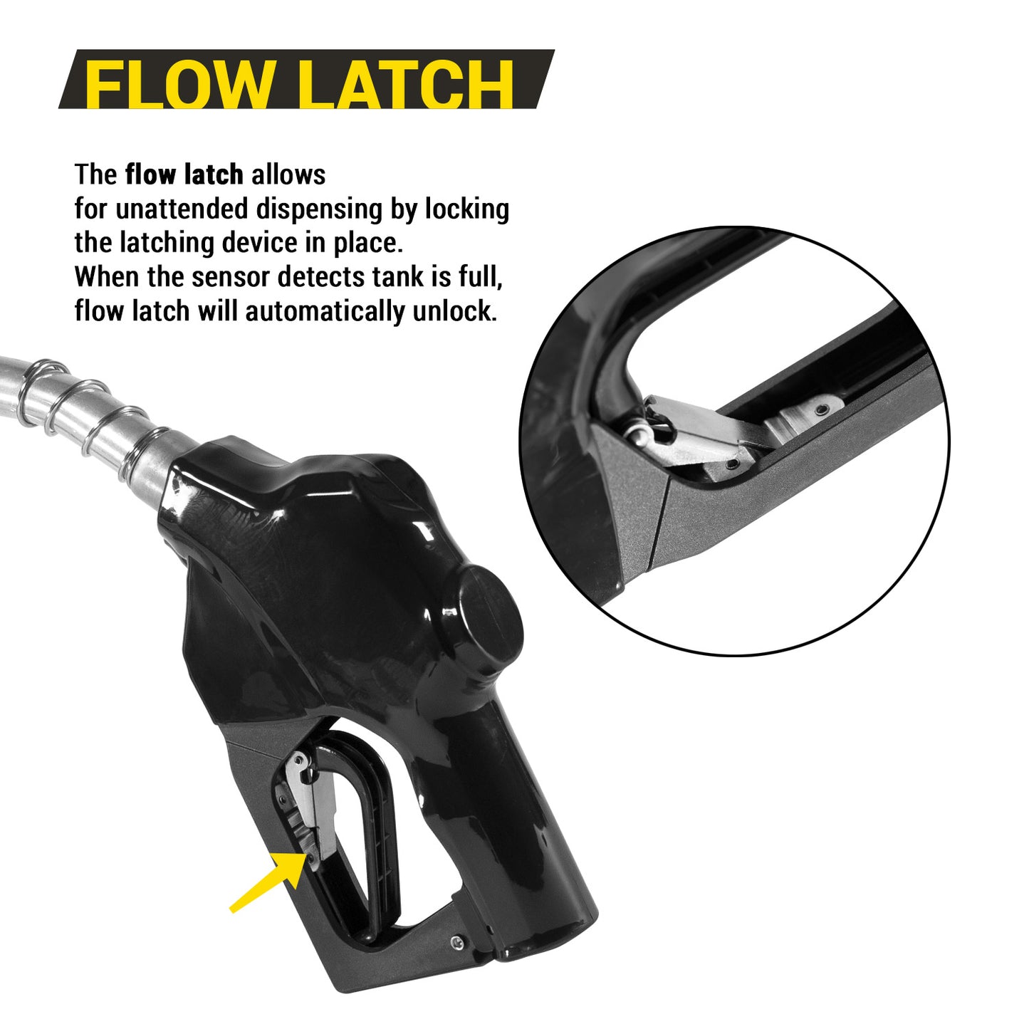 KTNZLB100C 1in NPT Automatic Fuel Nozzle: 26.45 GPM Curved Spout