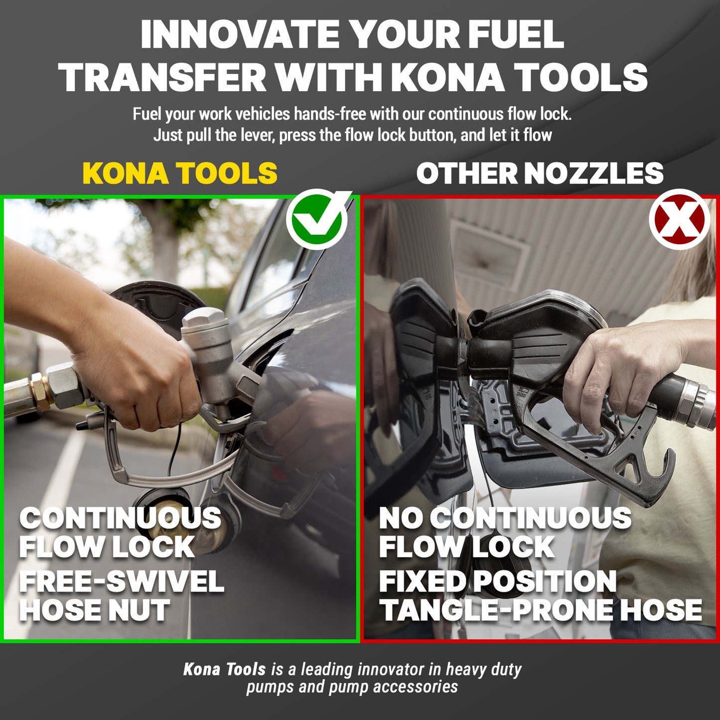 KTNZLW100 1in NPT Manual Fuel Nozzle: High-Flow 20 GPM Swivel Spout