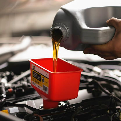 KTSF01 1 Quart Oil Funnel: Spill-Reducing with Ridged Spout for Engine Oil, Diesel & Coolant