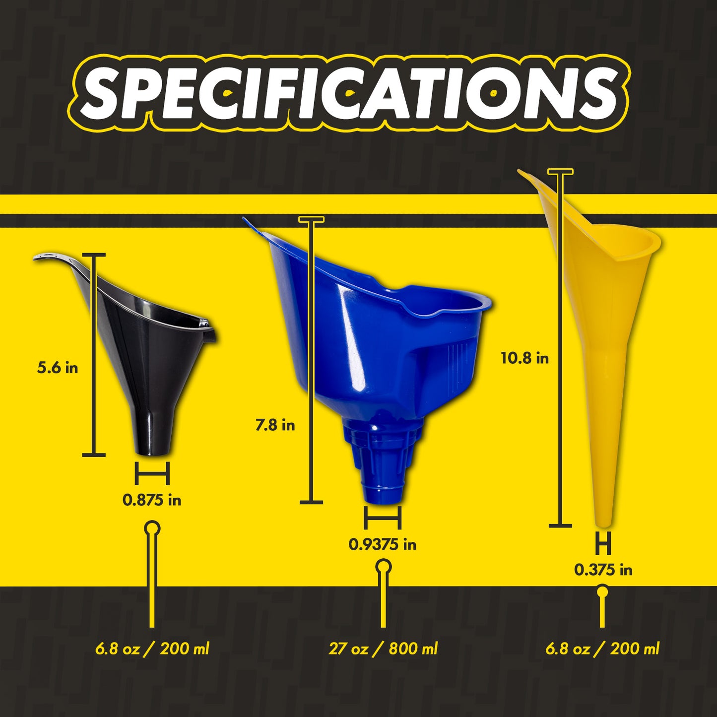 3-Piece Funnel Set: Multi-Size Nozzles for Oil & Fluids