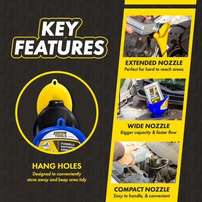 3-Piece Funnel Set: Multi-Size Nozzles for Oil & Fluids