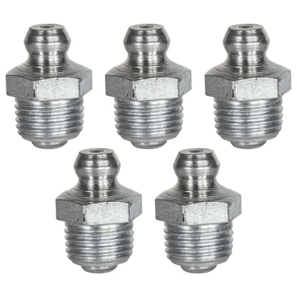 1/8in - 27 Straight Grease Fittings: 1,000 PSI, Galvanized Steel (5-Pack)