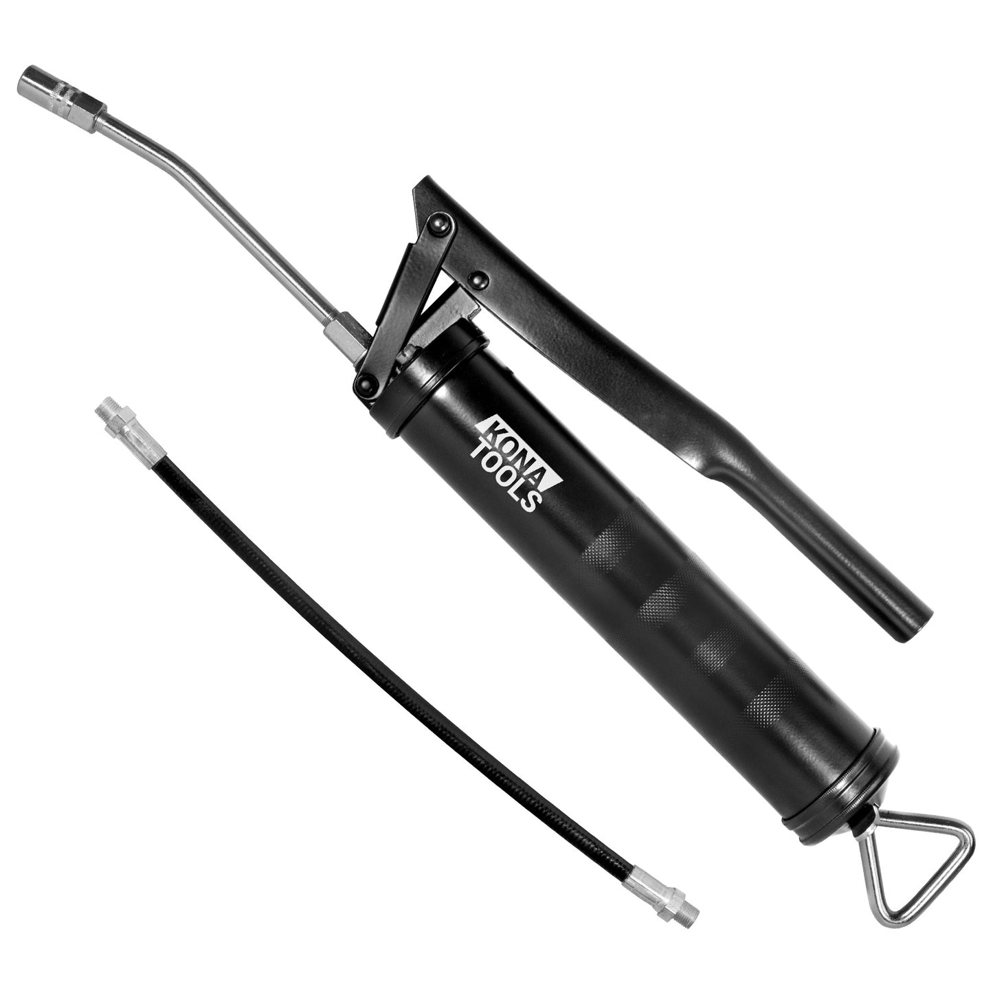 Lever Type Grease Gun Kit: 6,000 PSI, 12in Hose, Fixed Spout, Heavy Duty Coupler
